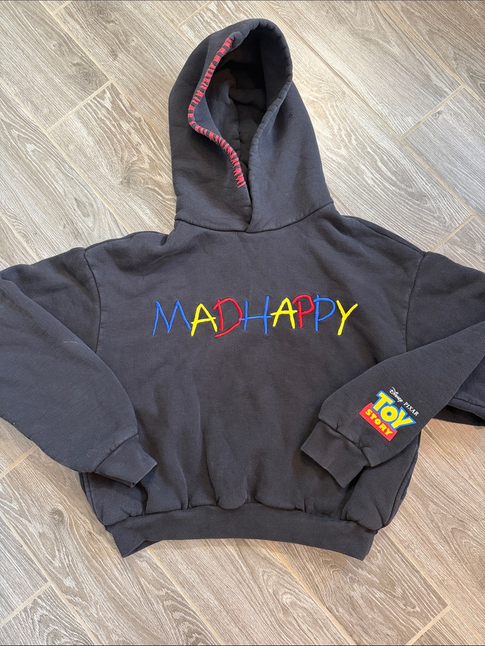 MADHAPPY x Toy Story Pixar Black logo embroidered Hoodie XS HTF